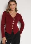 Bordowy Sweter z Wiskozą Ozdobiony Guzikami Zetisae