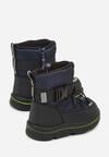 Granatowe Śniegowce Wodoodporne z Napisem i Paskiem z Klamrą Monariella