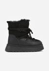 Czarne Śniegowce na Grubej Podeszwie z Futerkiem Alwedra
