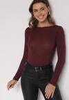 Bordowa Wiskozowa Bluzka z Długim Rękawem z Dodatkiem Kaszmiru Uninda