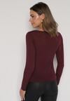Bordowa Wiskozowa Bluzka z Długim Rękawem z Dodatkiem Kaszmiru Uninda