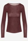 Bordowa Wiskozowa Bluzka z Długim Rękawem z Dodatkiem Kaszmiru Uninda