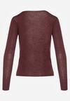 Bordowa Wiskozowa Bluzka z Długim Rękawem z Dodatkiem Kaszmiru Uninda