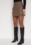 Beżowe Spódnico-Szorty Krótkie z Rozcięciem na Boku Irindel
