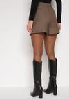 Beżowe Spódnico-Szorty Krótkie z Rozcięciem na Boku Irindel
