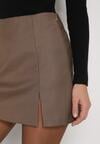 Beżowe Spódnico-Szorty Krótkie z Rozcięciem na Boku Irindel