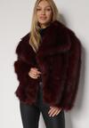 Bordowa Kurtka Futerko z Szerokim Kołnierzem Vertilira
