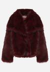 Bordowa Kurtka Futerko z Szerokim Kołnierzem Vertilira