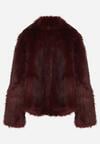 Bordowa Kurtka Futerko z Szerokim Kołnierzem Vertilira
