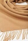 Brązowy Trójkątny Szalik z Wiskozy i Bawełny z Frędzlami Vetirala