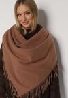 Jasnobrązowy Trójkątny Szalik z Wiskozy i Bawełny z Frędzlami Vetirala