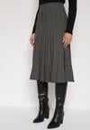 Ciemnoszara Rozkloszowana Plisowana Spódnica Dzianinowa Tussana