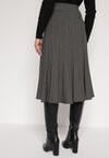 Ciemnoszara Rozkloszowana Plisowana Spódnica Dzianinowa Tussana