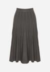 Ciemnoszara Rozkloszowana Plisowana Spódnica Dzianinowa Tussana