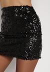 Czarna Spódnica Ozdobiona Cekinami o Dopasowanym Kroju Vetisale