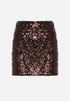 Ciemnobrązowa Spódnica Ozdobiona Cekinami o Dopasowanym Kroju Vetisale