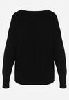 Czarny Sweter z Domieszką Kaszmiru z Dekoltem w Serek Feralaine