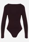 Fioletowe Body z Dekoltem w Serek i Długim Rękawem Zailea