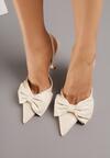 Beżowe Sandały na Szpilce Typu Slingback z Kokardą Liorafera