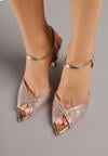 Szampańskie Sandały na Szpilce z Cyrkoniami Aurefera