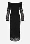 Czarna Koktajlowa Sukienka z Odkrytymi Ramionami z Koronki Eperrie