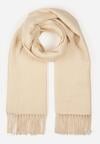 Jasnobeżowy Klasyczny Szalik z Bawełny i Wiskozy z Frędzlami Vetilisa