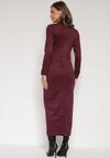 Bordowa Koszulowa Sukienka z Imitacji Zamszu z Marszczeniem w Talii Eselea