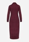 Bordowa Koszulowa Sukienka z Imitacji Zamszu z Marszczeniem w Talii Eselea