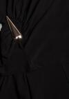 Czarny Elegancki Komplet Szerokie Spodnie i Bluzka z Usztywnianymi Ramionami Sewesta