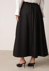 Czarna Wiskozowa Spódnica o Rozkloszowanym Kroju z Paskiem z Klamrą Lawedisa