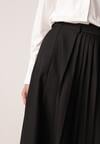 Czarna Wiskozowa Spódnica o Rozkloszowanym Kroju z Paskiem z Klamrą Lawedisa
