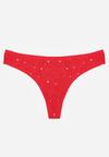 Czerwone Majtki Stringi z Bawełną w Kwiaty Calylia