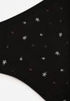 Czarne Majtki Stringi z Bawełną w Kwiaty Calylia