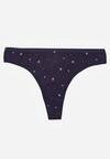 Granatowe Majtki Stringi z Bawełną w Kwiaty Calylia