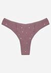 Fioletowe Majtki Stringi z Bawełną w Kwiaty Calylia