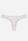 Jasnoszare Majtki Stringi z Bawełną w Kwiaty Calylia