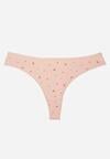 Jasnoróżowe Majtki Stringi z Bawełną w Kwiaty Calylia