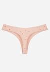 Jasnoróżowe Majtki Stringi z Bawełną w Kwiaty Calylia