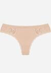 Beżowe Majtki Stringi z Subtelną Koronką z Bawełną Adriedah