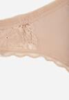 Beżowe Majtki Stringi z Subtelną Koronką z Bawełną Adriedah
