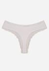 Białe Majtki Stringi z Subtelną Koronką z Bawełną Adriedah