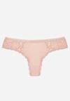 Jasnoróżowe Majtki Stringi z Subtelną Koronką z Bawełną Adriedah