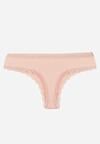 Jasnoróżowe Majtki Stringi z Subtelną Koronką z Bawełną Adriedah