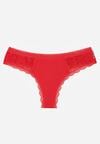 Czerwone Majtki Stringi z Subtelną Koronką z Bawełną Adriedah