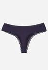 Granatowe Majtki Stringi z Subtelną Koronką z Bawełną Adriedah