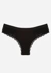 Czarne Majtki Stringi z Subtelną Koronką z Bawełną Adriedah
