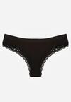 Czarne Majtki Stringi z Subtelną Koronką z Bawełną Adriedah