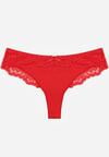 Czerwone Majtki Typu Stringi z Koronką Nedareanes