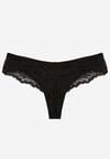 Czarne Majtki Typu Stringi z Koronką Nedareanes