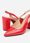 Czerwone Lakierowane Sandały na Obcasie Bez Pięty Halavea